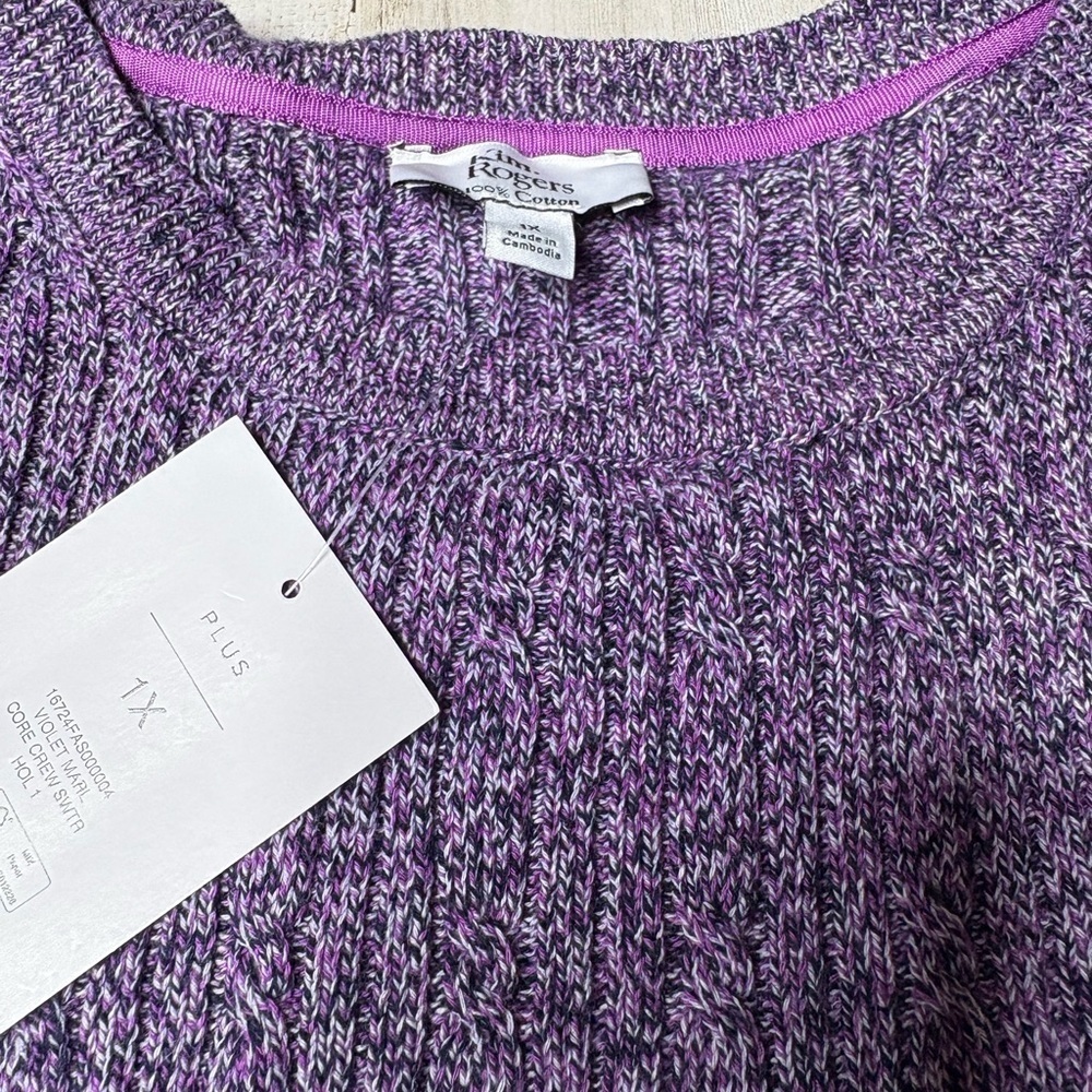 Kim Rogers Cable Crew Sweater Women’s Plus Sz 1X Purple Marbled Classic NWT - Picture 5 of 14